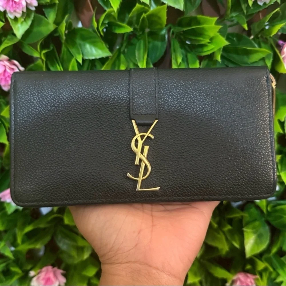 Saint Laurent Green YSL Monogram Leather Wallet - Picture 3 of 10